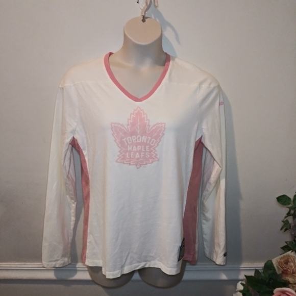 Roots NHL Pink & Cream Toronto Maple Leafs Long Sleeve T-Shirt - Picture 1 of 10